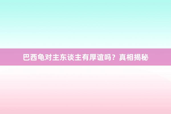 巴西龟对主东谈主有厚谊吗？真相揭秘